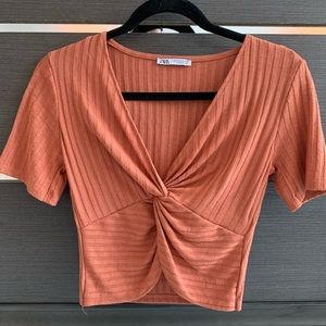 Zara orange crop top